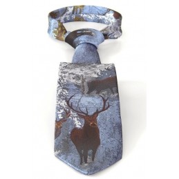 KRAVATA PESH 8 CM MYSLIVECKÁ JELEN A LANĚ BÍLÁ/ŠEDÁ